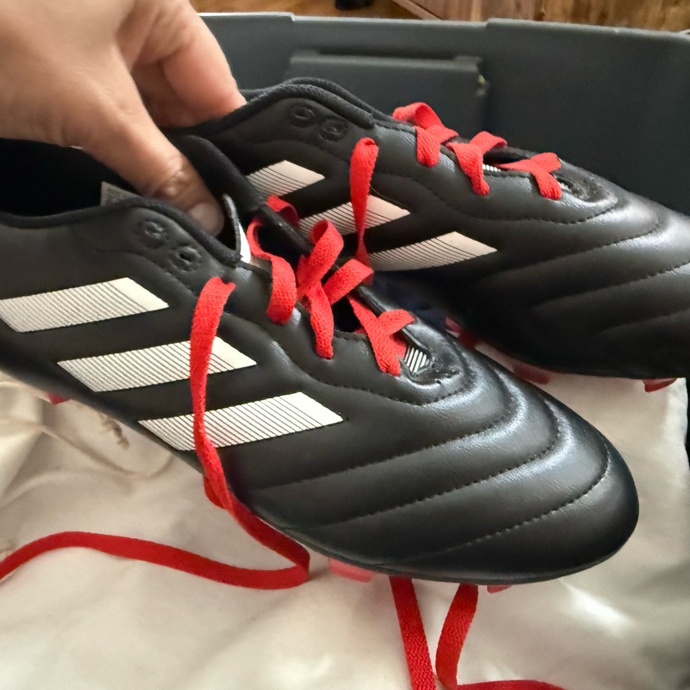 Adidas Black Cleats with Red Laces
